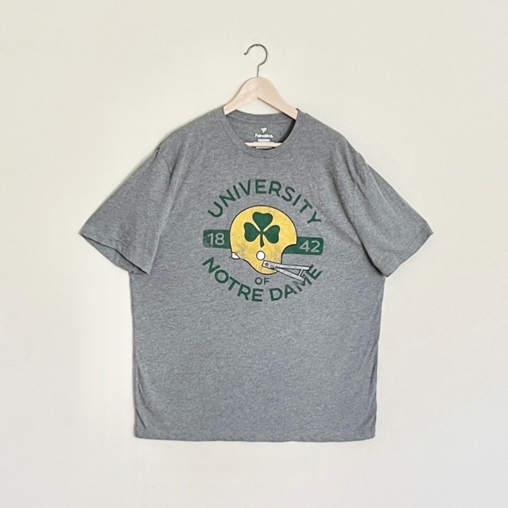 Notre Dame Fighting Irish Helmet Arch Tri-Blend Gray T Shirt Men’s 2XL